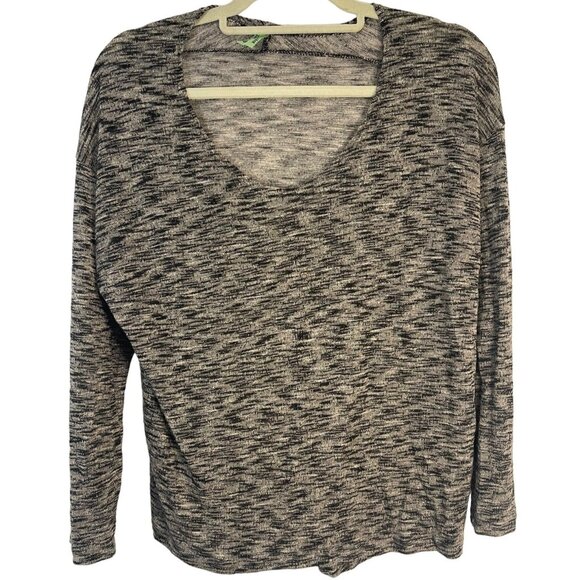 Honeydew 3/4 sleeve shirt stripes high low rayon blend black grey medium READ - Picture 1 of 5